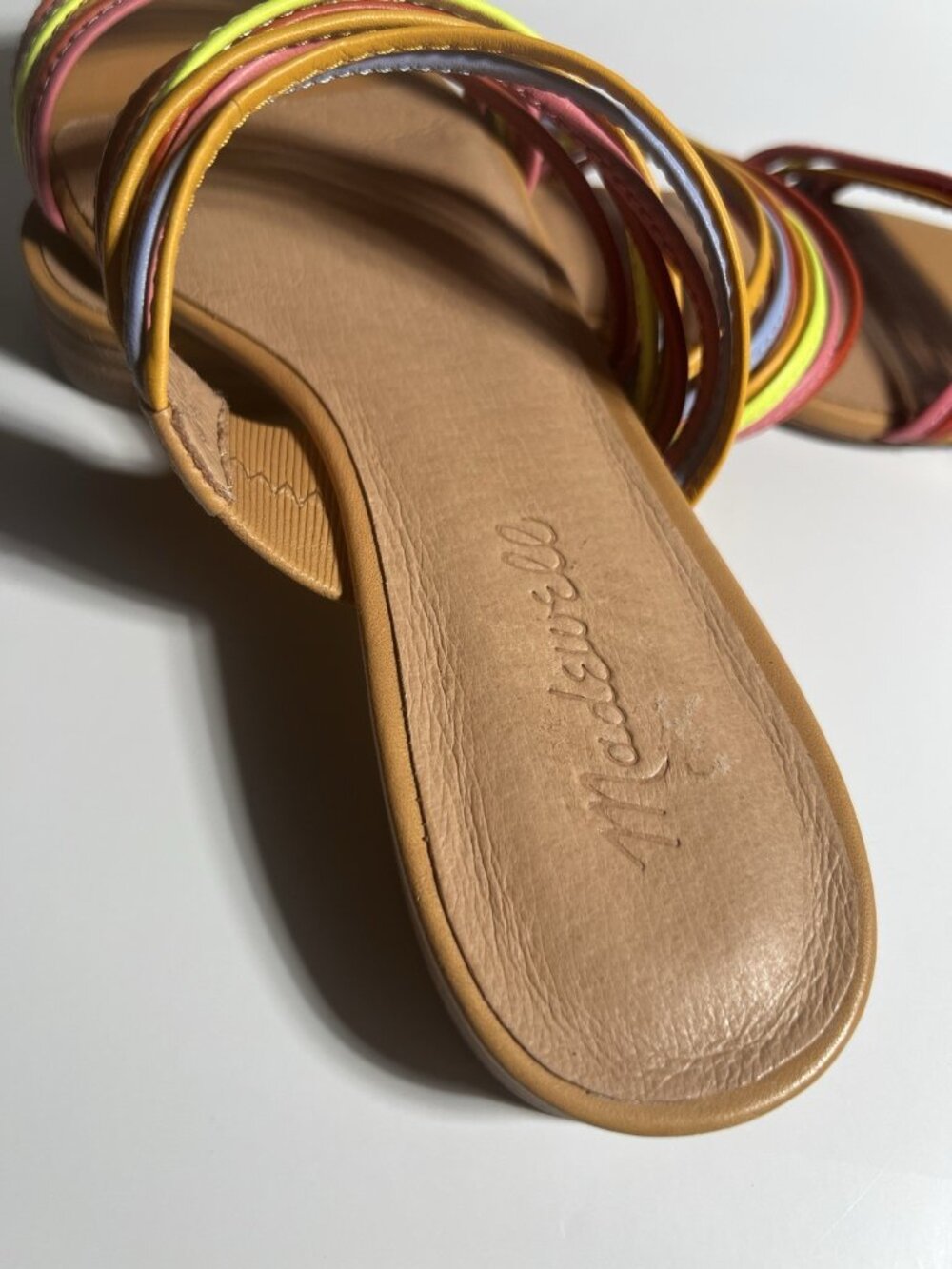 Madewell Meg Slide Micro Strap Leather Sandals Rainbow Women’s Size 6.5 - Picture 11 of 14